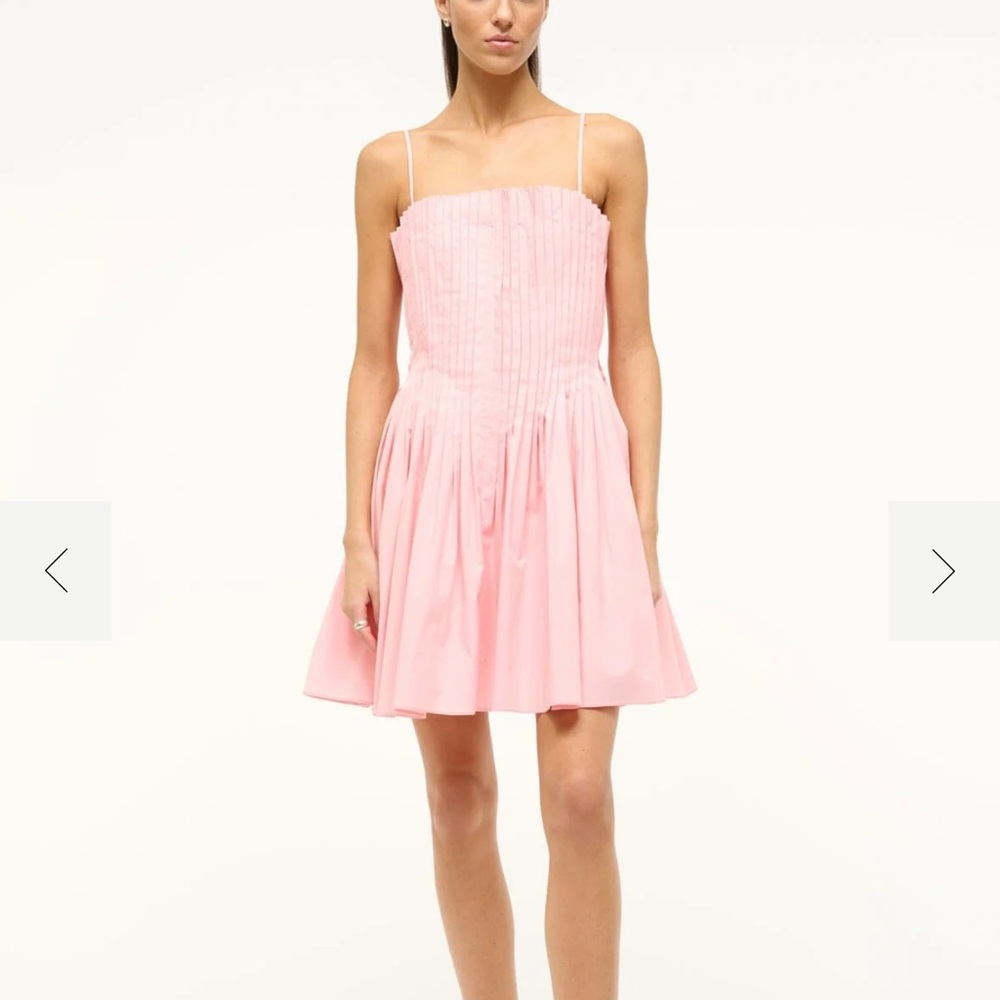 Pink Pleated Spaghetti Strap Dress